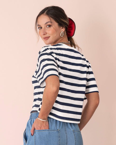 Blusa manga corta silueta amplia#color_903-rayas-azules