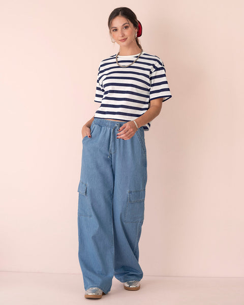 Blusa manga corta silueta amplia#color_903-rayas-azules