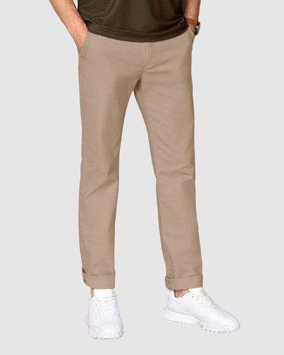 Pantalón ruedo recto en drill de tacto suave stretch#color_813-caqui