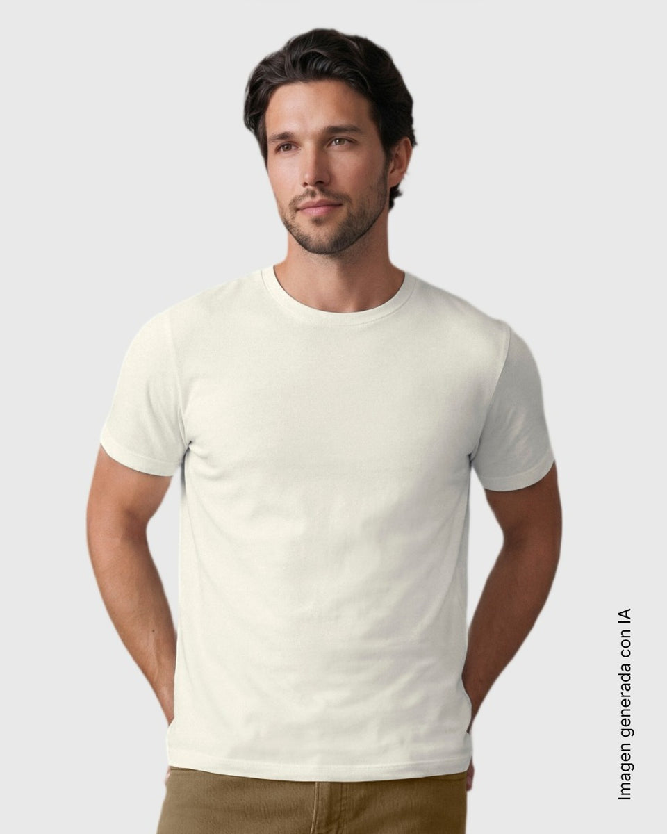 Camiseta manga corta con estampado localizado y cuello redondo