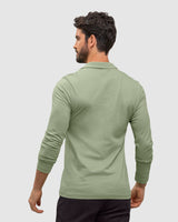 Camiseta tipo polo manga larga con bordado en frente#color_172-verde-claro