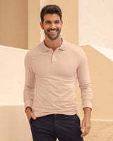 Camiseta tipo polo manga larga con bordado en frente#color_311-rosado