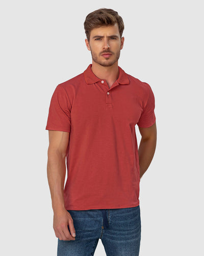 Camiseta tipo polo con perilla funcional con puños y cuello tejido#color_221-terracota
