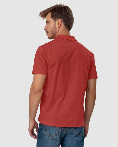 Camiseta tipo polo con perilla funcional con puños y cuello tejido#color_221-terracota