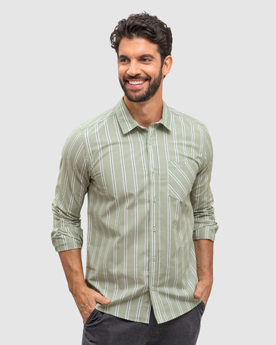 Camisa de botones estampada#color_603-raya-verde