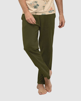 Pantalón recto con cordón ajustable en cintura#color_603-verde-oscuro