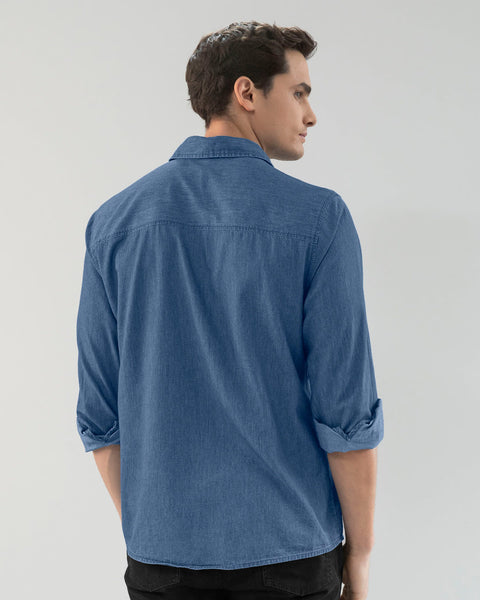 Camisa manga larga con botones funcionales#color_457-azul-denim