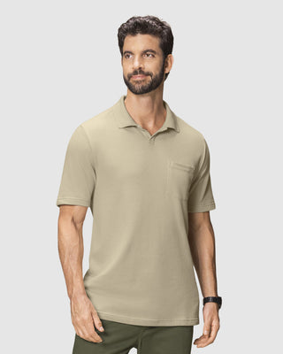 Blusa tipo polo con bolsillo en frente#color_084-arena