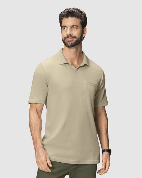 Blusa tipo polo con bolsillo en frente#color_084-arena