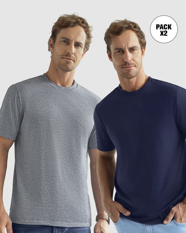 Paquete x2 camisetas manga corta básicas#color_s03-azul-gris