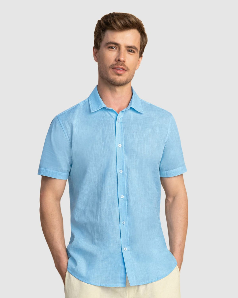 Camiseta manga corta con botones en frente tipo lino