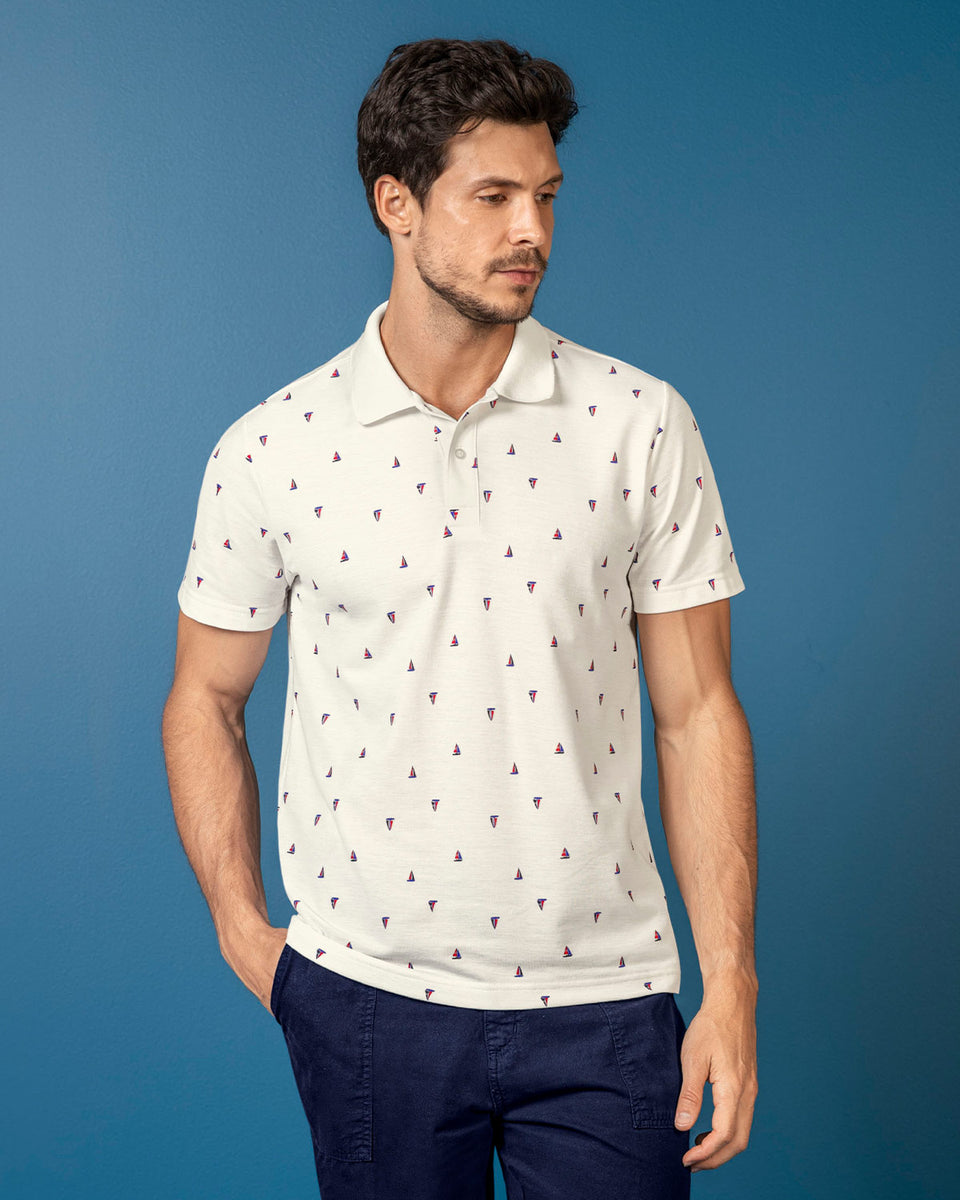 Camiseta tipo polo con mini print