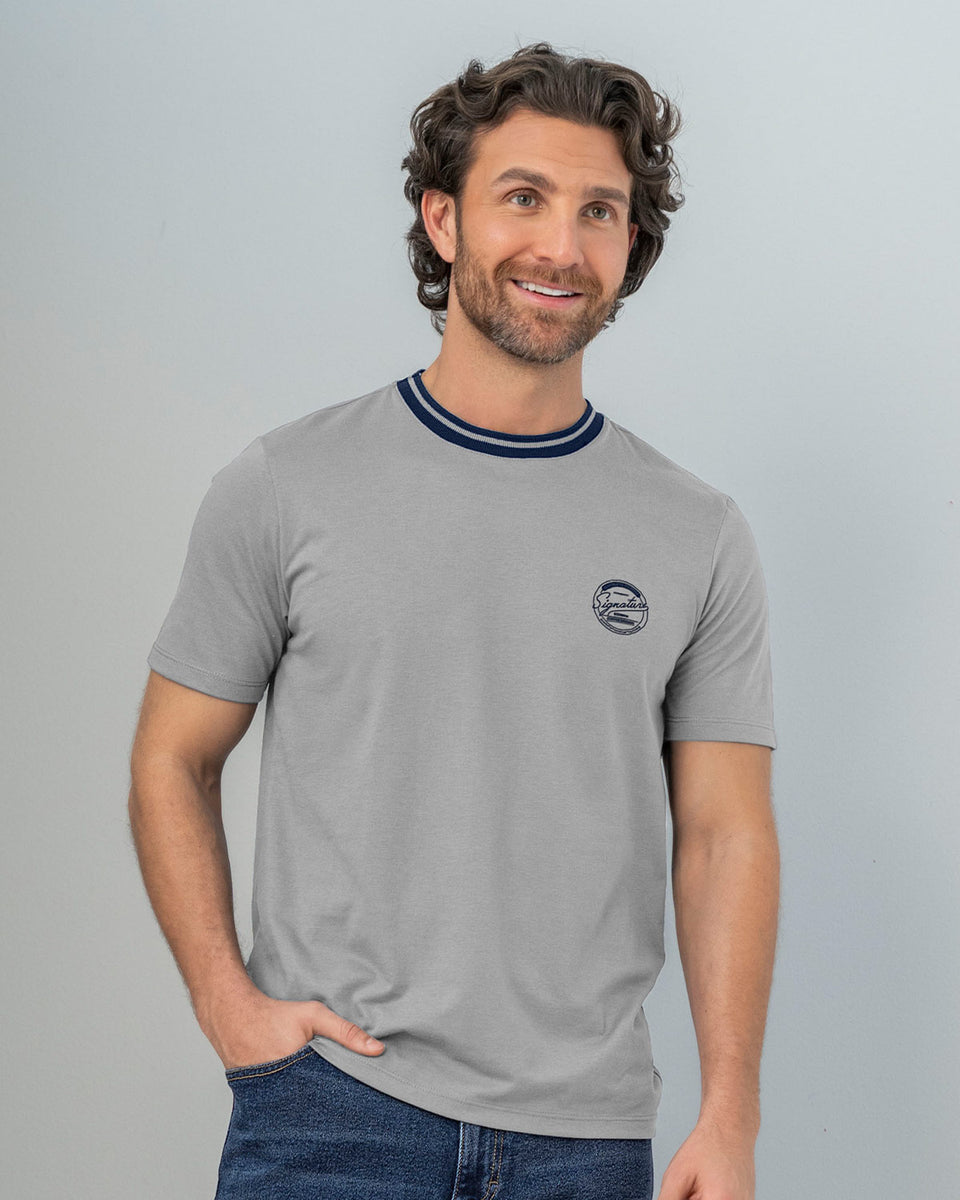 Camiseta manga corta de cuello redondo tejido