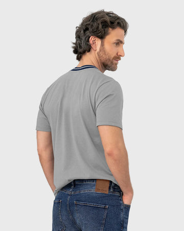 Camiseta manga corta de cuello redondo tejido#color_c14-gris-medio