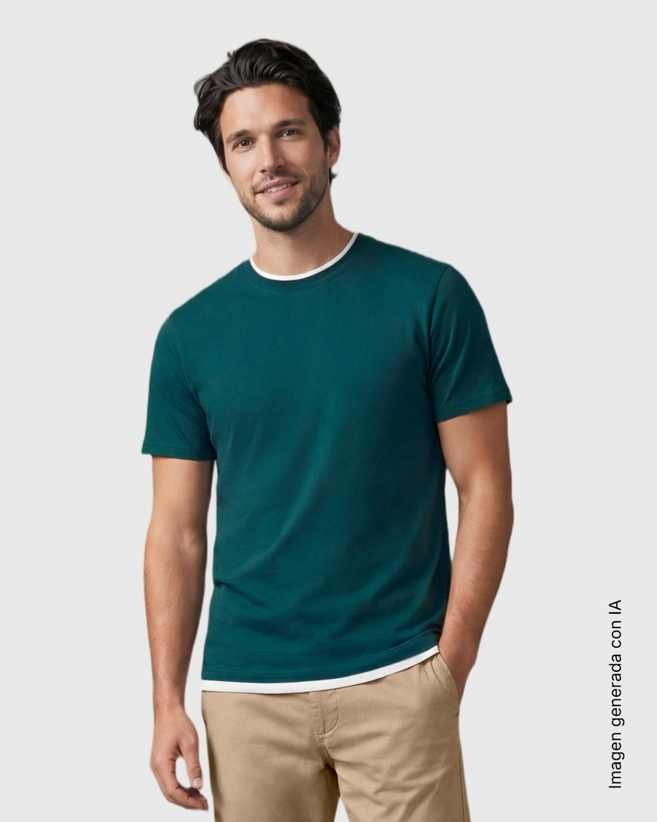Blusa manga corta con efecto doble prenda