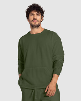 Suéter manga larga con bolsillo funcional frontal#color_603-verde-oscuro