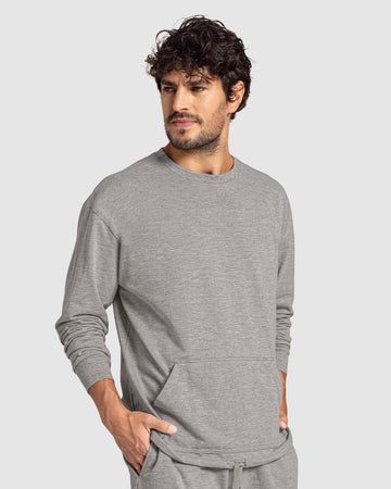Suéter manga larga con bolsillo funcional frontal#color_711-gris