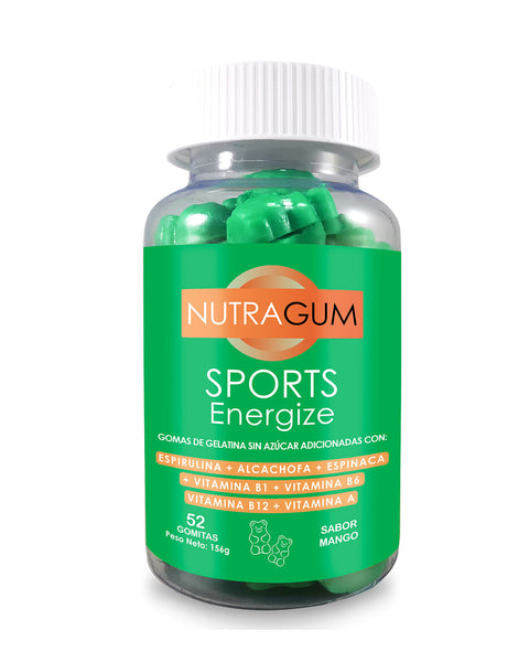 Nutragum Sports Energize: Gomas de gelatina green fit con espirulina.#color_001-sports-energize