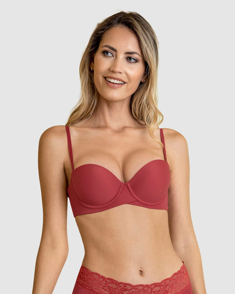 Brasier strapless de doble realce que aumenta dos tallas de copa#color_336-rojo