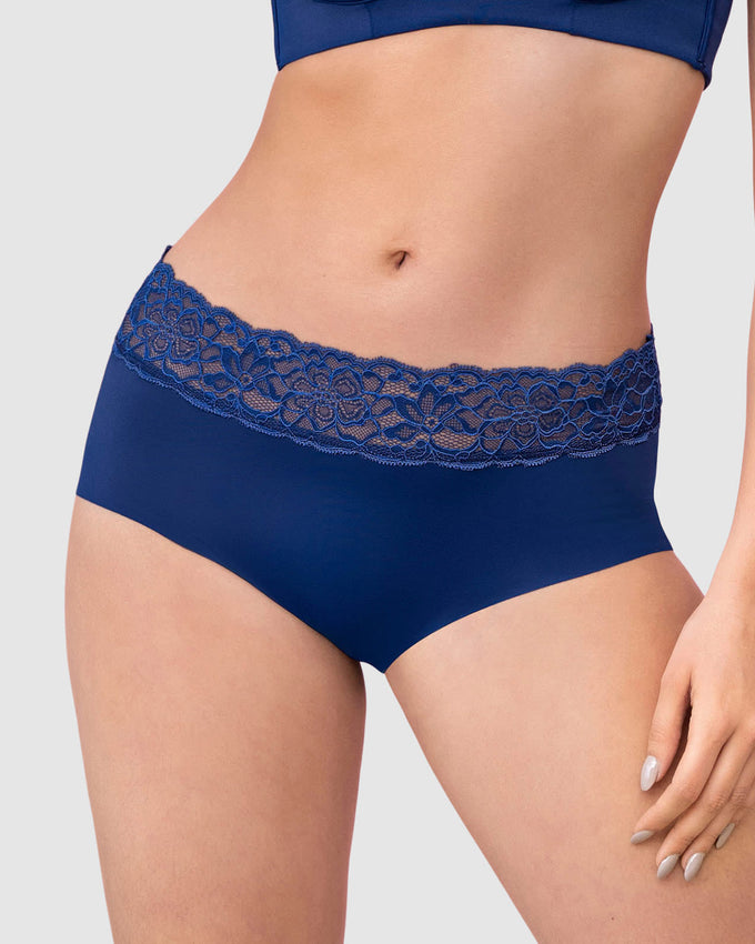Bloomer hipster en tela ultraliviana con franja de encaje#color_536-azul-oscuro