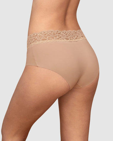 Bloomer hipster en tela ultraliviana con franja de encaje#color_802-cafe-claro