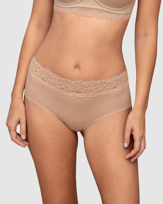 Bloomer hipster en tela ultraliviana con franja de encaje#color_802-cafe-claro