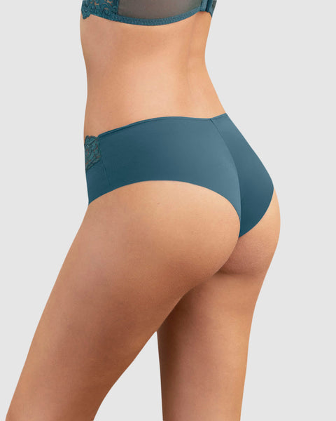 Sexy bloomer cachetero en tela ultraliviana con encaje comodidad total#color_541-azul-petroleo