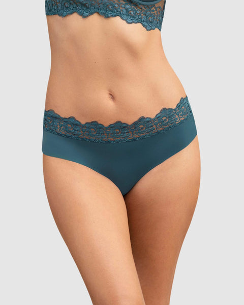 Sexy bloomer cachetero en tela ultraliviana con encaje comodidad total#color_541-azul-petroleo