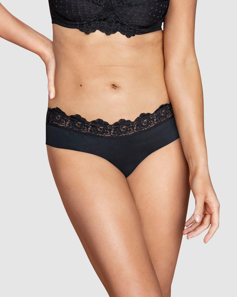 Bloomer cachetero en tela ultraliviana con encaje#color_700-negro