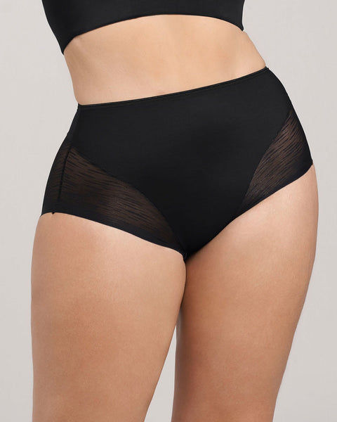 Bloomer faja clásico invisible con transparencias en glúteos y laterales#color_700-negro