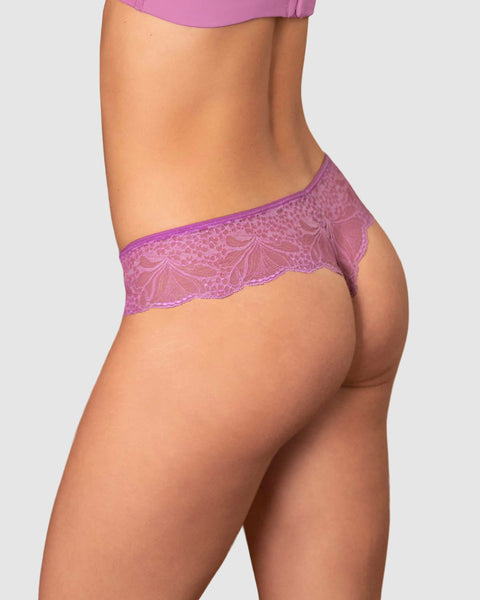 Bloomer estilo tanga hilo con laterales y encaje#color_353-rosa-medio