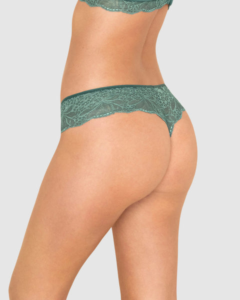 Bloomer estilo tanga hilo con laterales y encaje#color_613-esmeralda