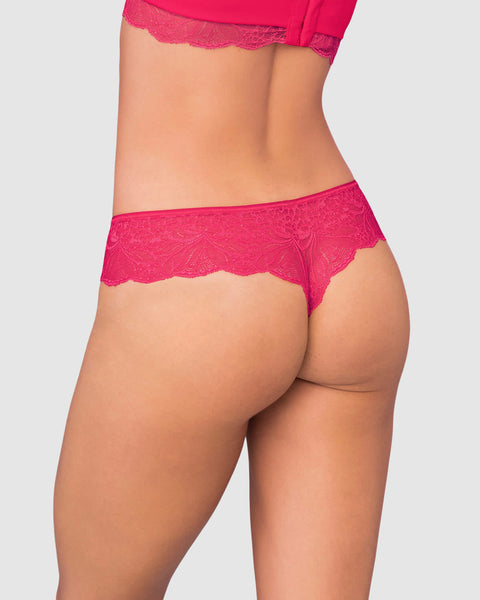 Bloomer estilo tanga hilo con laterales y encaje#color_942-fucsia