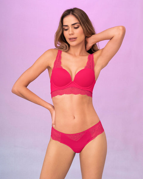 Bloomer estilo tanga hilo con laterales y encaje#color_942-fucsia