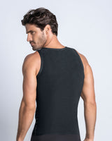 Camiseta sin mangas de compresión fuerte ideal para uso diario en algodón elástico#color_700-negro