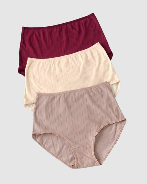 Paquete x 3 bloomers clásicos con excelente cubrimiento#color_s19-marfil-palo-de-rosa-vino