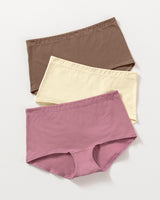 Paquete x 3 cómodos bloomers estilo bóxers en algodón elástico#color_s23-rosa-cafe-marfil