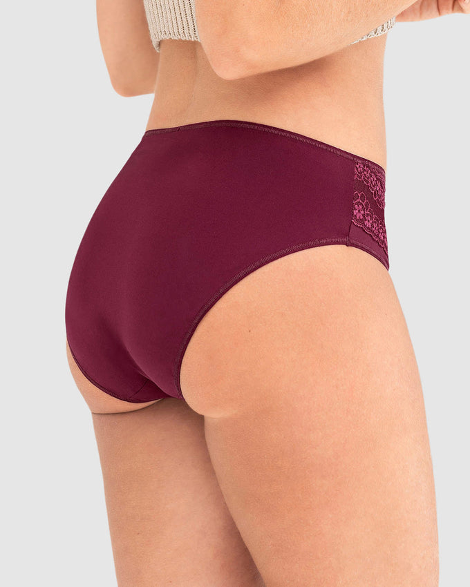 Paquete x 3 bloomers tipo bikini clásicos y confortables#color_s24-marfil-palo-de-rosa-vino