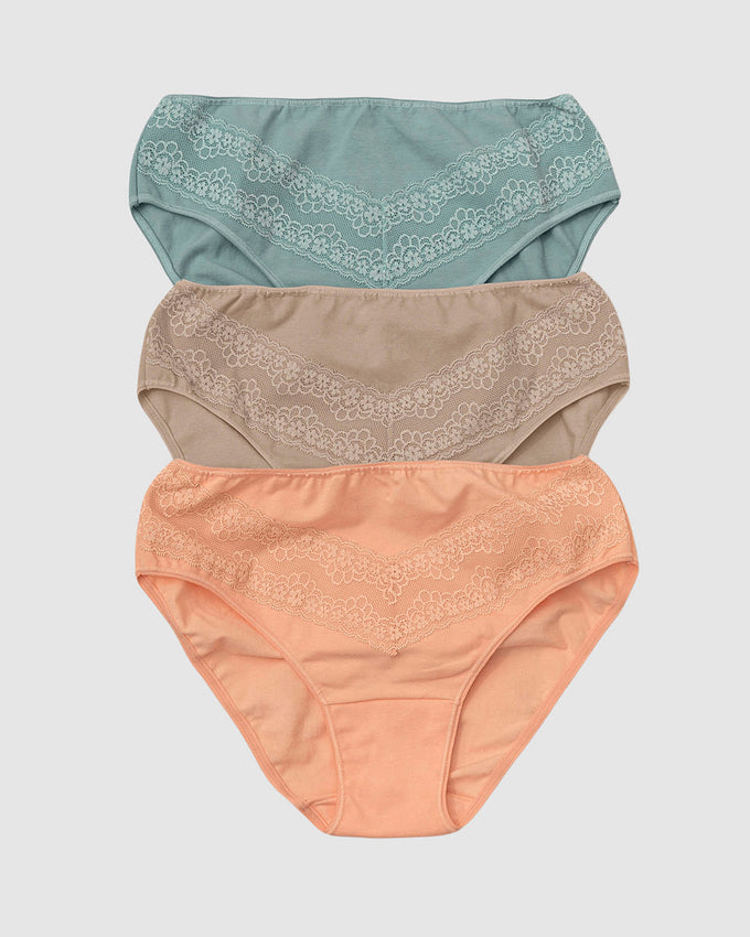 Paquete x 3 bloomers tipo bikini clásicos y confortables#color_s25-mandarina-gris-verdoso-cafe-claro