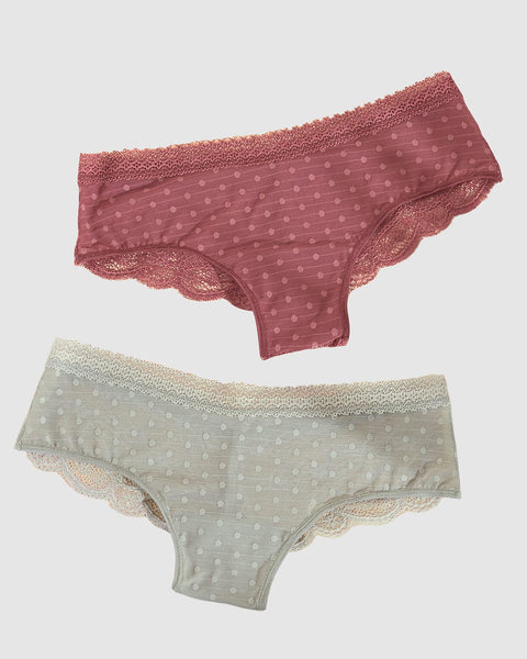 Paquete x 2 bloomers cacheteros en encaje y tul#color_s36-vino-gris-azulado