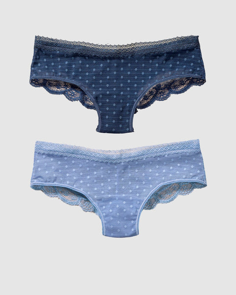 Paquete x 2 bloomers cacheteros en encaje y tul#color_s38-azul-medio-azul-oscuro