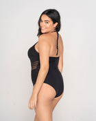 Vestido de baño entero con control suave y transparencias en escote y abdomen