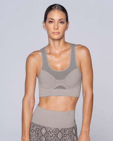 Top deportivo sin costuras reversible#color_750-estampado-piton-gris