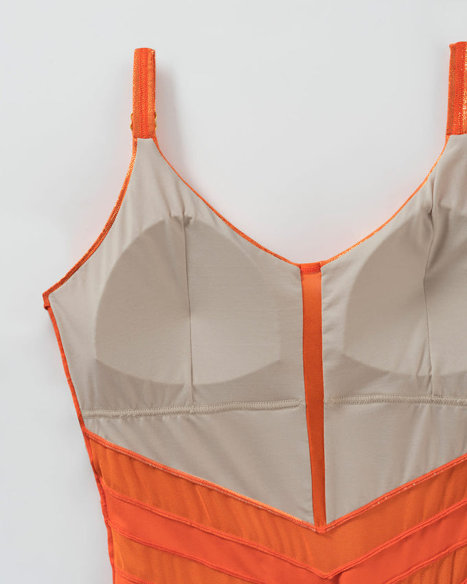 Vestido de baño entero control suave de abdomen elaborado en nylon reciclado#color_205-naranja