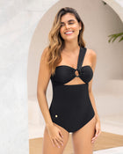 Traje de baño tela acanalada de control fuerte luce hasta 2 cm menos