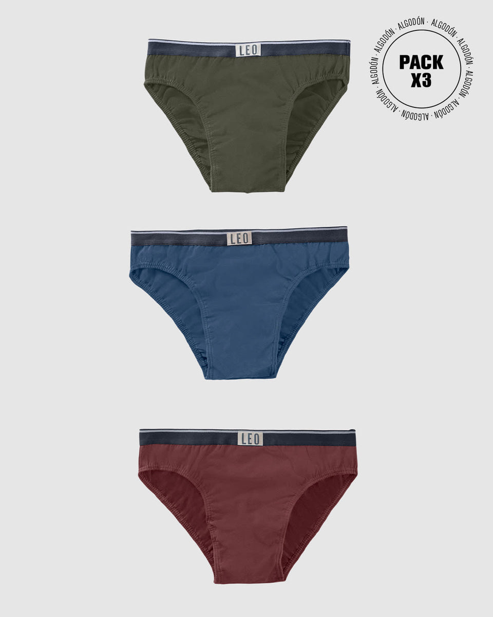 Paquete x 3 calzoncillos clásicos en algodón