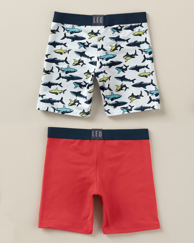 Paquete x 2 bóxer largo en algodón para niño#color_s10-rojo-tiburones