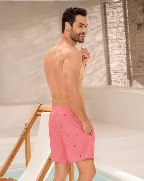 Pantaloneta corta de baño para hombre elaborada con pet reciclado#color_339-estampado-anclas