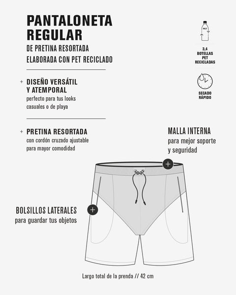 Pantaloneta corta de baño para hombre elaborada con pet reciclado#color_260-naranja