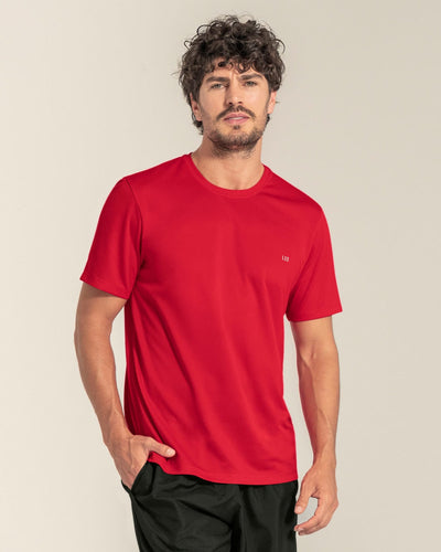 Camiseta deportiva masculina semiajustada de secado rápido#color_370-rojo